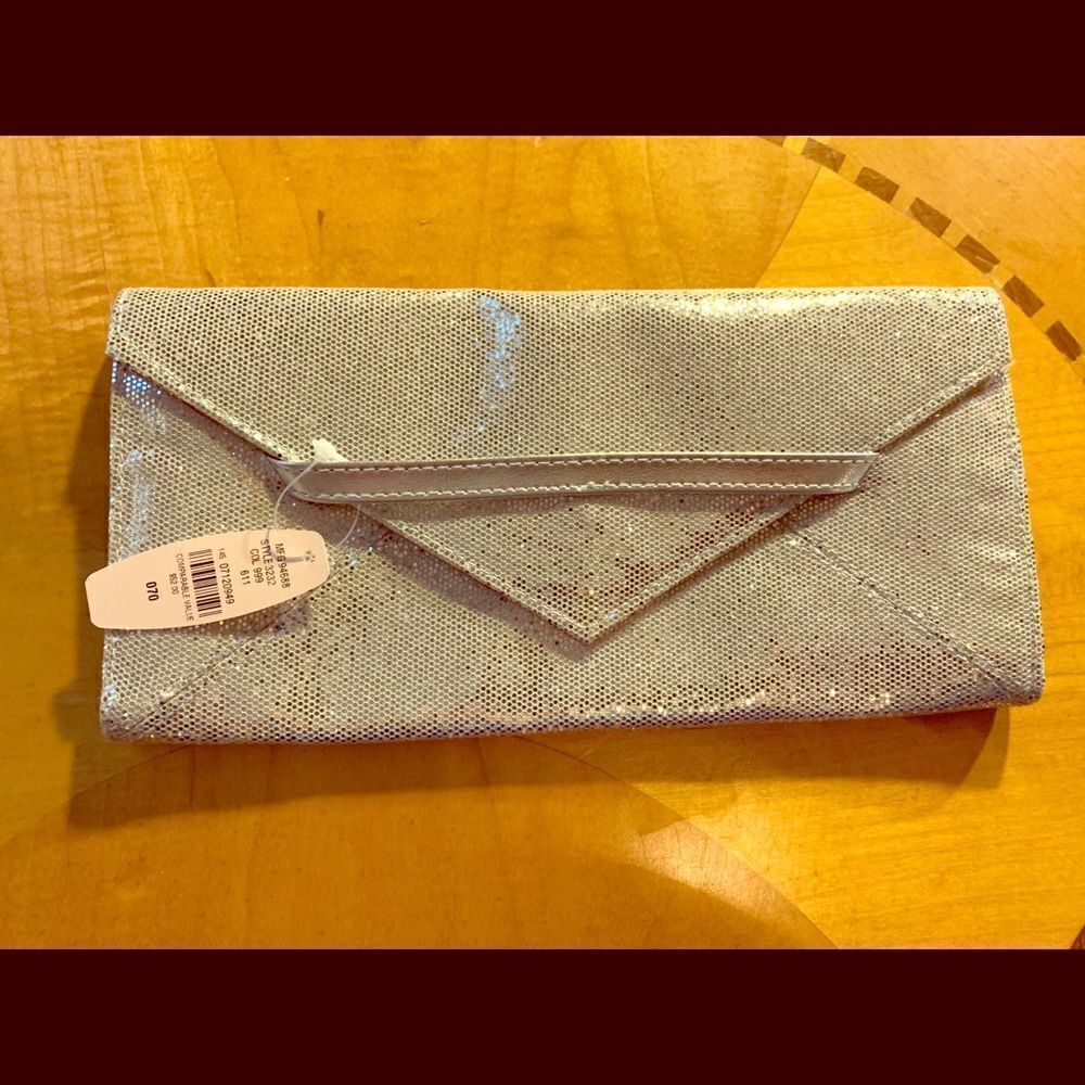 Victoria’s Secret Silver Sparkle Bling Pink Lining Sparkle Evening Clutch 10X5